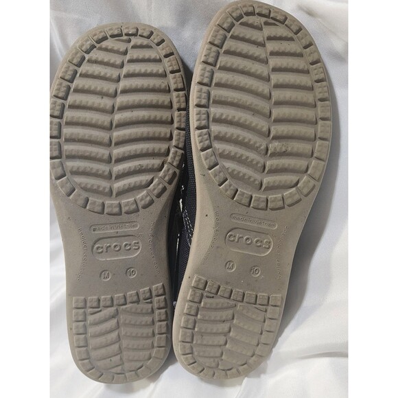 CROCS Santa Cruz Canvas Slip-On Loafer Boat Shoes Black Frayed 10128 Men's Sz 10 - Picture 10 of 13